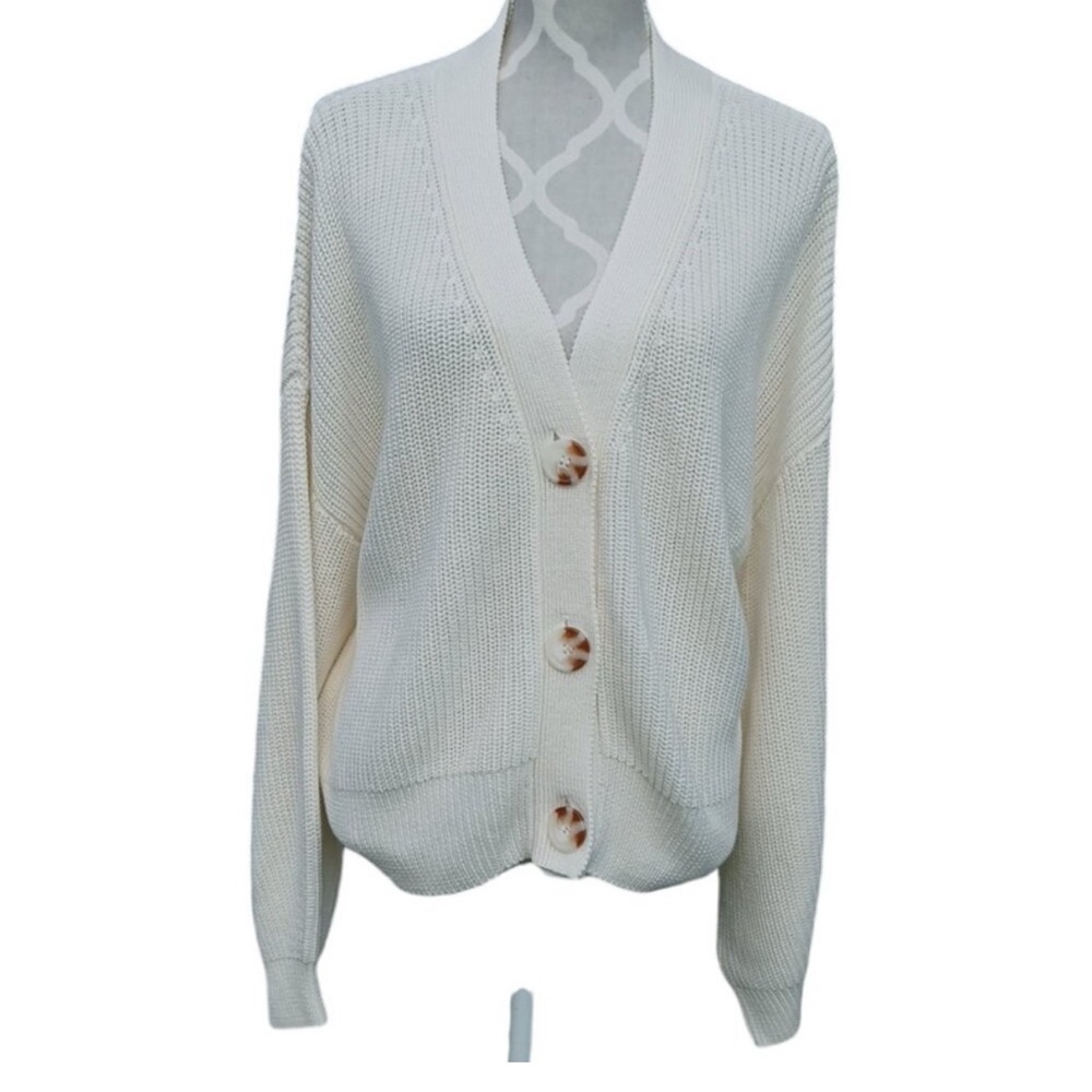 NEW! 2XL Esqualo White button up sweater (4464